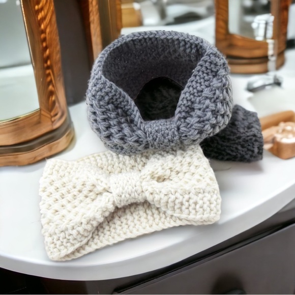 Knitted woven knit headbands bow *brand-new* 2 pcs - Picture 1 of 4